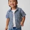 Camisas grandes de denim a cuadros vichy para bebés y niños pequeños