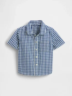 Camisas grandes de denim a cuadros vichy para bebés y niños pequeños