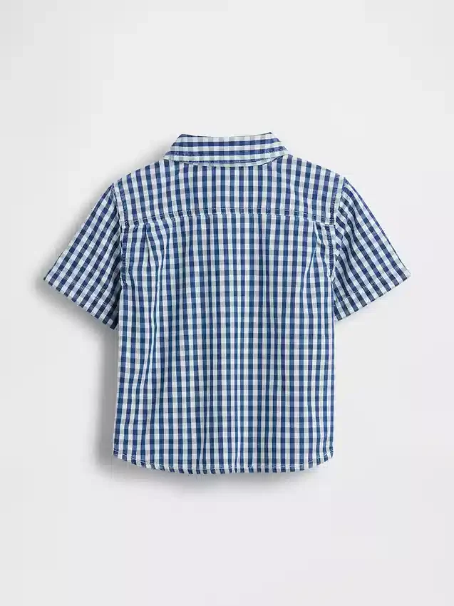 Camisas grandes de denim a cuadros vichy para bebés y niños pequeños
