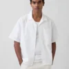 Camisas holgadas de lino y algodón con bajo recto
