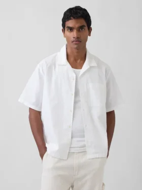 Camisas holgadas de lino y algodón con bajo recto