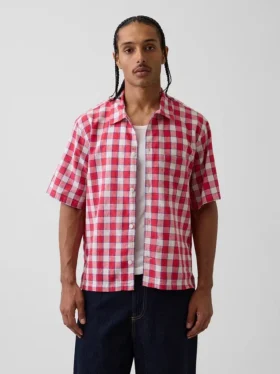 Camisas holgadas de lino y algodón con bajo recto