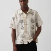 Camisas holgadas de lino y algodón con bajo recto