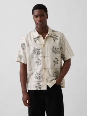 Camisas holgadas de lino y algodón con bajo recto