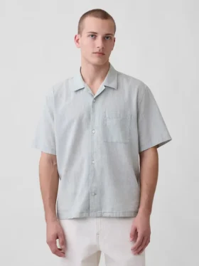 Camisas holgadas de lino y algodón con bajo recto