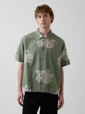 Camisas holgadas de lino y algodón con bajo recto