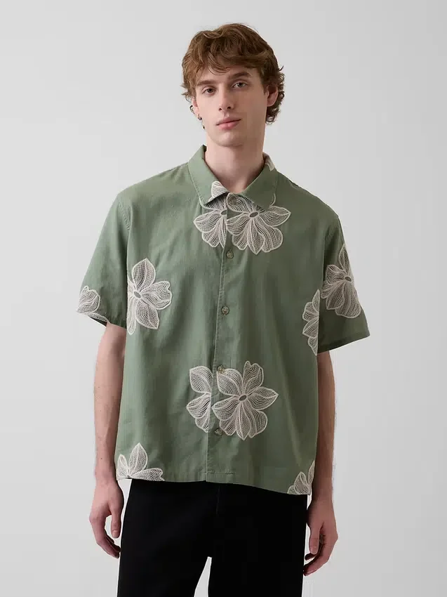 Camisas holgadas de lino y algodón con bajo recto