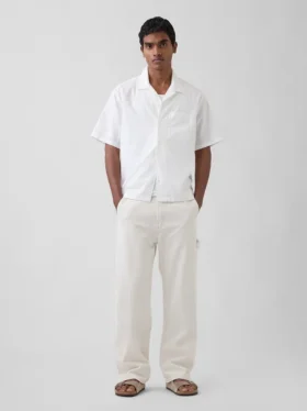 Camisas holgadas de lino y algodón con bajo recto