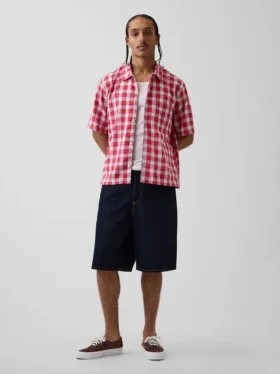 Camisas holgadas de lino y algodón con bajo recto