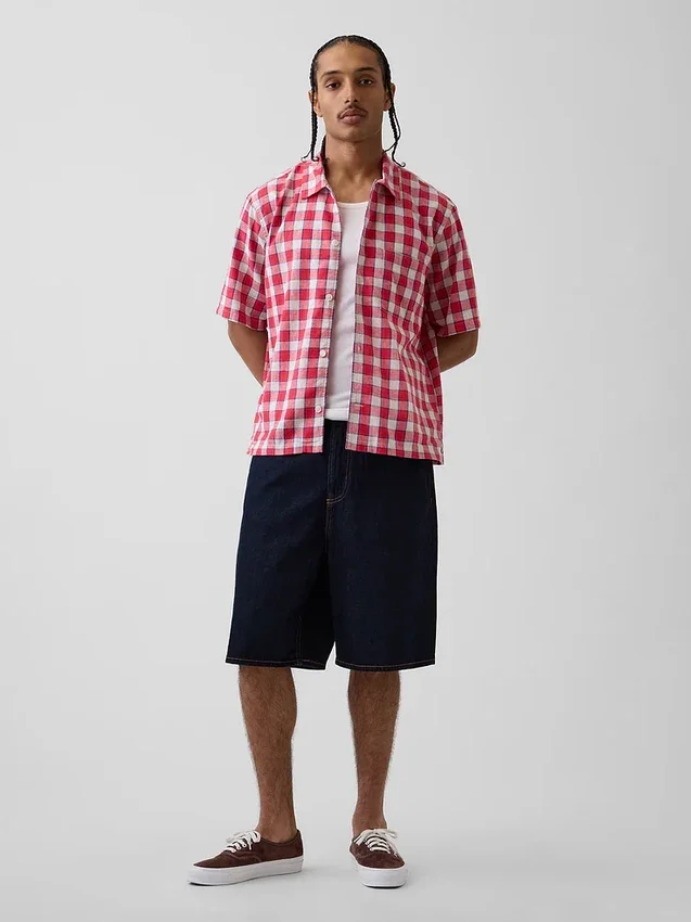 Camisas holgadas de lino y algodón con bajo recto