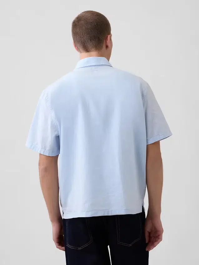 Camisas holgadas de lino y algodón con bajo recto