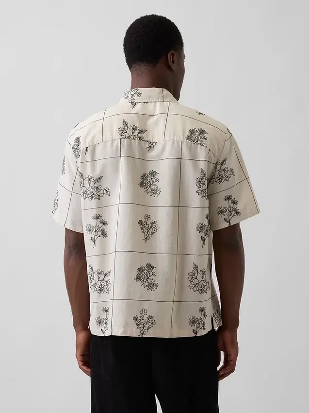 Camisas holgadas de lino y algodón con bajo recto