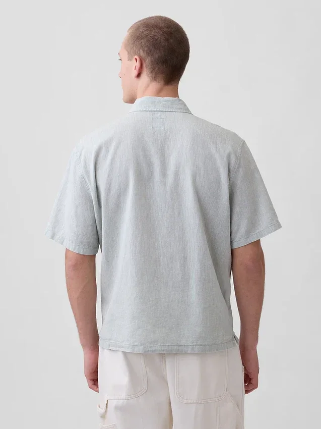 Camisas holgadas de lino y algodón con bajo recto