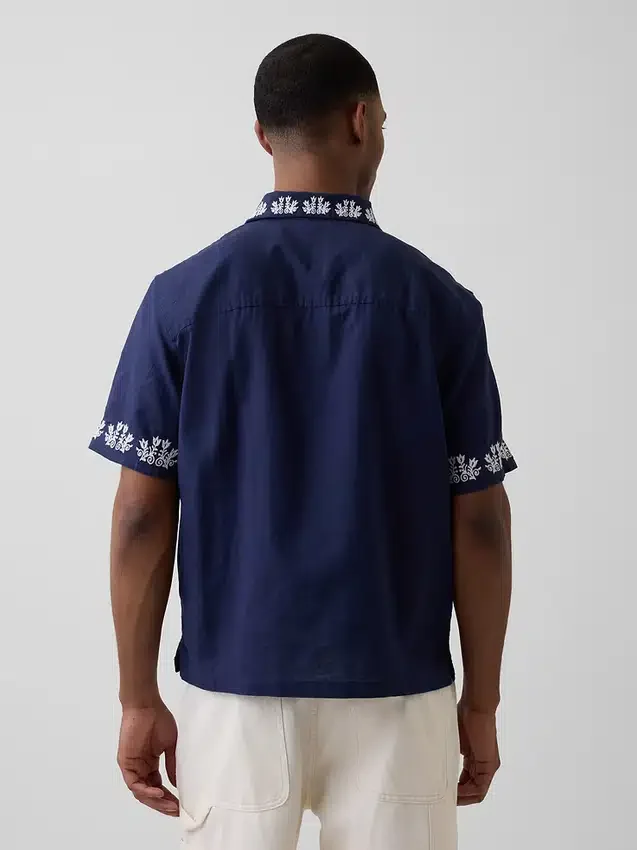 Camisas holgadas de lino y algodón con bajo recto