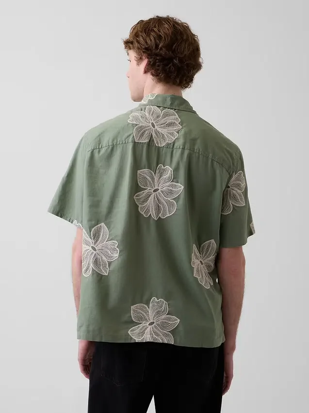 Camisas holgadas de lino y algodón con bajo recto