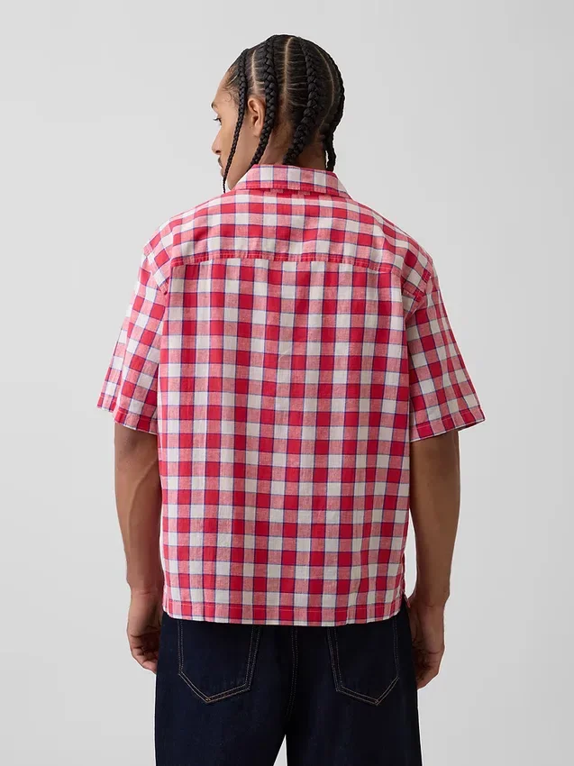 Camisas holgadas de lino y algodón con bajo recto