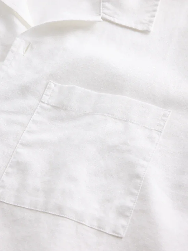 Camisas holgadas de lino y algodón con bajo recto