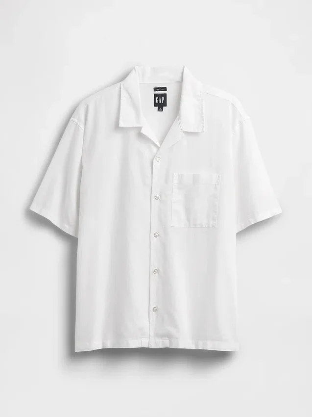 Camisas holgadas de lino y algodón con bajo recto