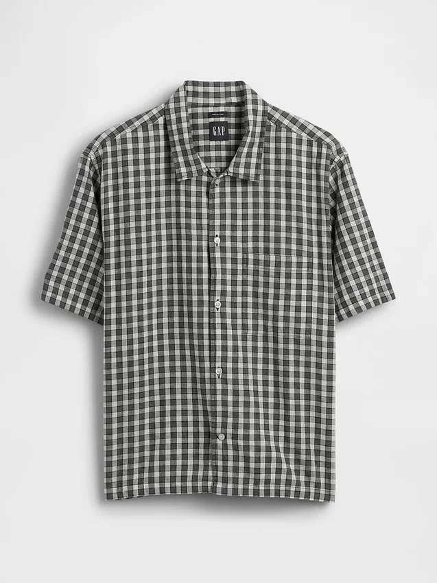 Camisas holgadas de lino y algodón con bajo recto