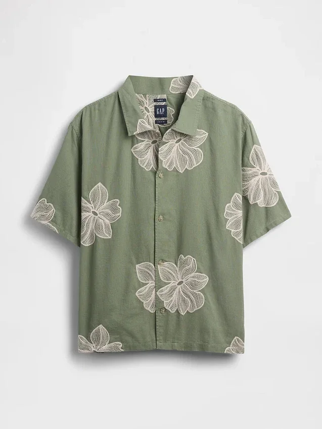 Camisas holgadas de lino y algodón con bajo recto