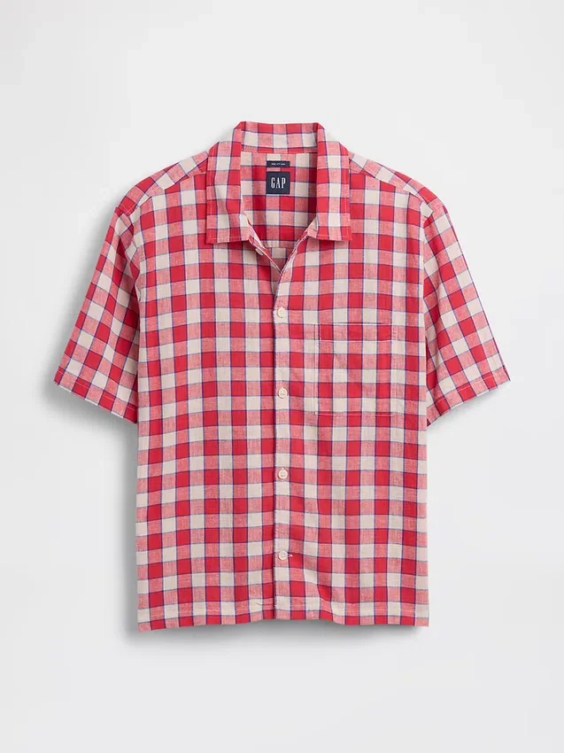 Camisas holgadas de lino y algodón con bajo recto