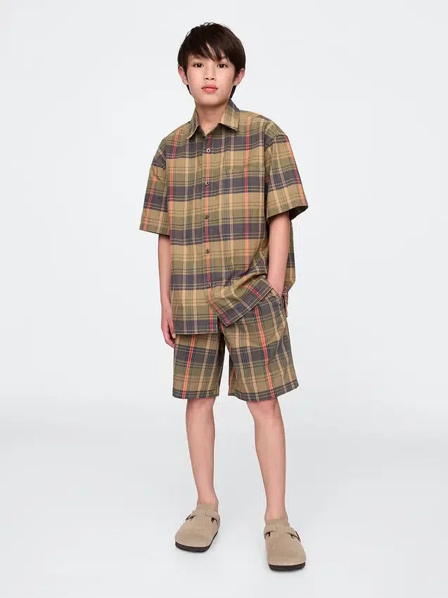 Camisas infantiles de cuadros de corte holgado