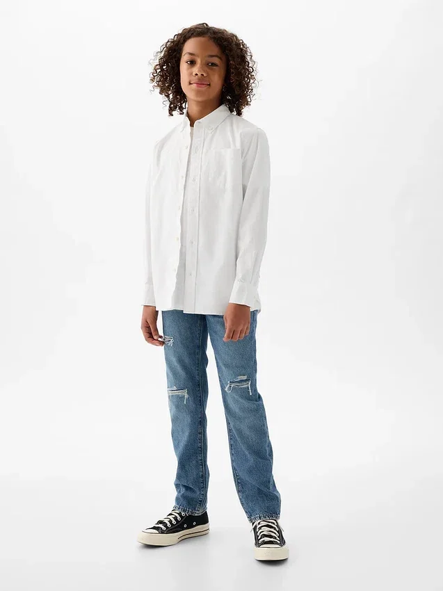 Camisas infantiles de popelín de algodón orgánico