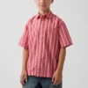 Camisas infantiles de popelín de algodón orgánico de corte holgado con rayas
