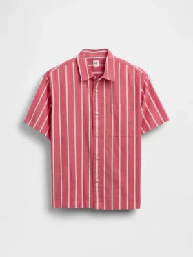 Camisas infantiles de popelín de algodón orgánico de corte holgado con rayas