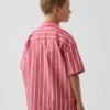 Camisas infantiles de popelín de algodón orgánico de corte holgado con rayas
