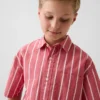 Camisas infantiles de popelín de algodón orgánico de corte holgado con rayas