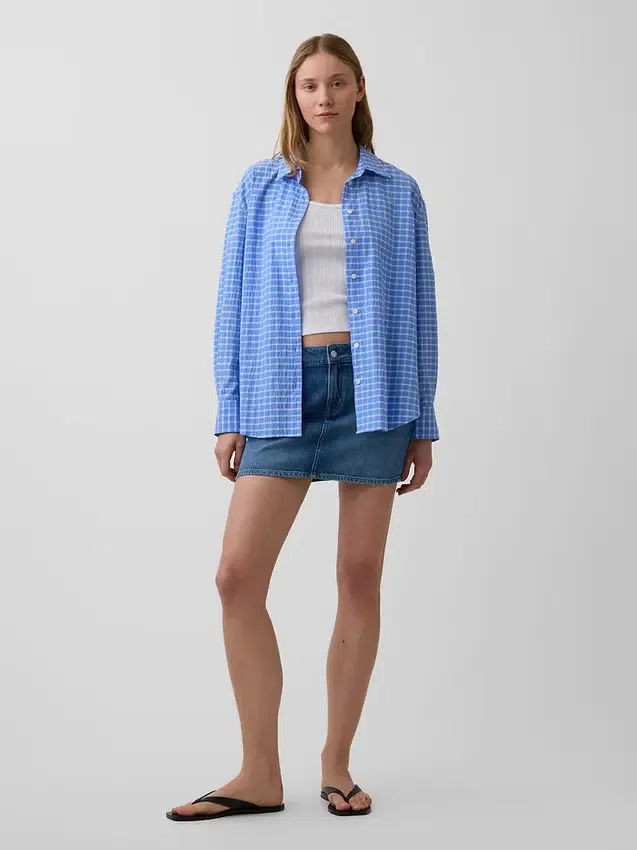 Camisas oversize a cuadros de seersucker