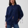Camisas oversize de denim con mangas fruncidas