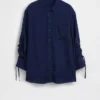 Camisas oversize de denim con mangas fruncidas