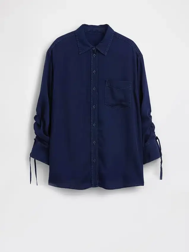 Camisas oversize de denim con mangas fruncidas