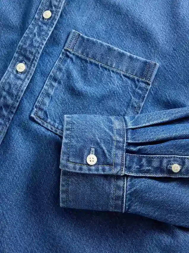 Camisas oversize de denim ultrasuave con bajo recto y corte corto