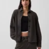 Camisas oversize de felpa francesa de peso grueso con botones en la parte delantera