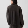 Camisas oversize de felpa francesa de peso grueso con botones en la parte delantera