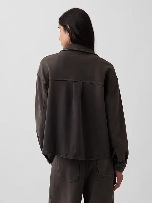 Camisas oversize de felpa francesa de peso grueso con botones en la parte delantera