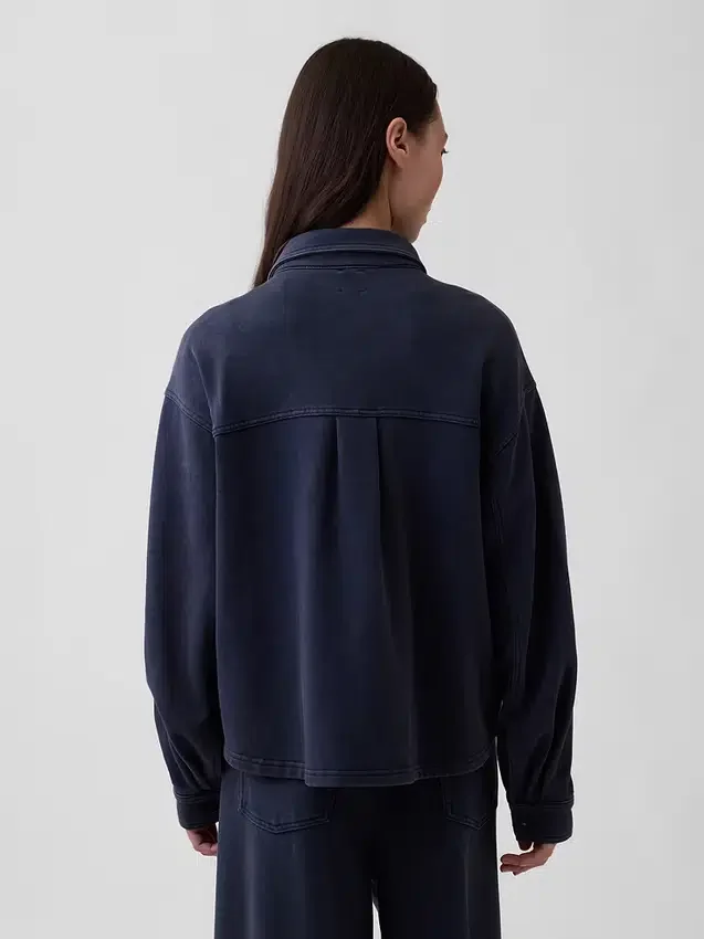 Camisas oversize de felpa francesa de peso grueso con botones en la parte delantera