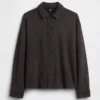 Camisas oversize de felpa francesa de peso grueso con botones en la parte delantera