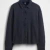 Camisas oversize de felpa francesa de peso grueso con botones en la parte delantera