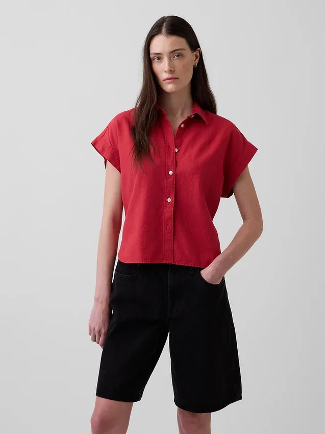 Camisas oversize de mezcla de lino