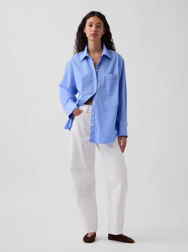 Camisas oversize de popelín de algodón orgánico