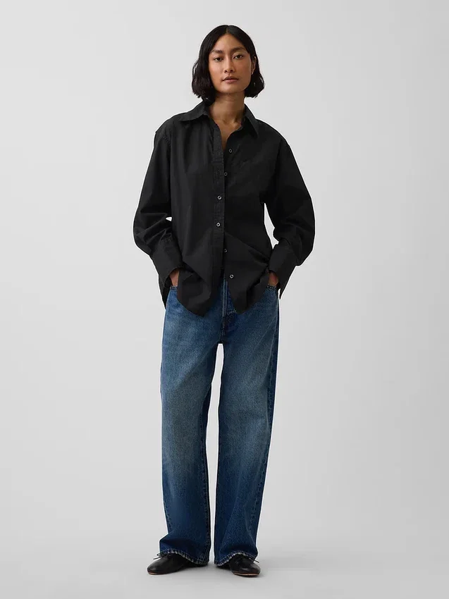 Camisas oversize de popelín de algodón orgánico