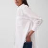 Camisas oversize de popelín de algodón orgánico con mangas fruncidas