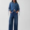 Camisas oversize de vaquero ultrasuaves con mangas fruncidas