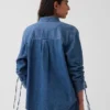 Camisas oversize de vaquero ultrasuaves con mangas fruncidas