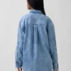 Camisas oversize de vaquero ultrasuaves con mangas fruncidas