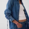 Camisas oversize de vaquero ultrasuaves con mangas fruncidas